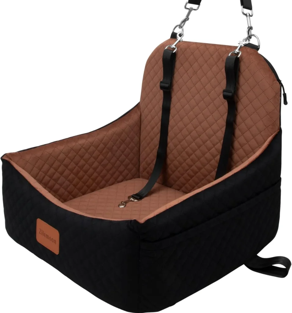 4. Leashes Booster Dog Car Seat with Pockets